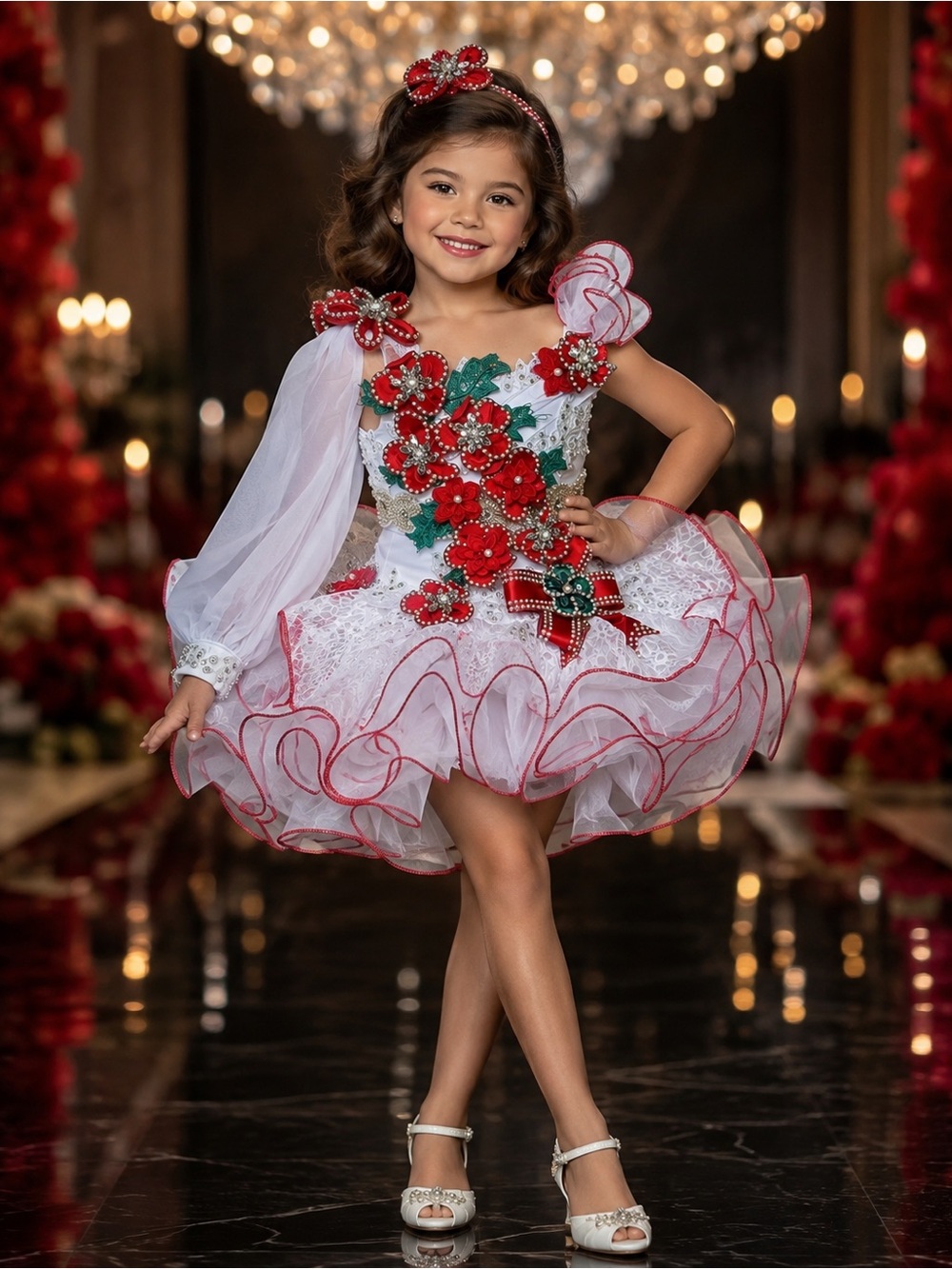 Girls Christmas cupcake glitz holiday flower girl dress.
